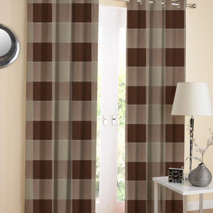 Cotton 4 Way Dobby Brown 7ft Door Curtains Pack Of 2