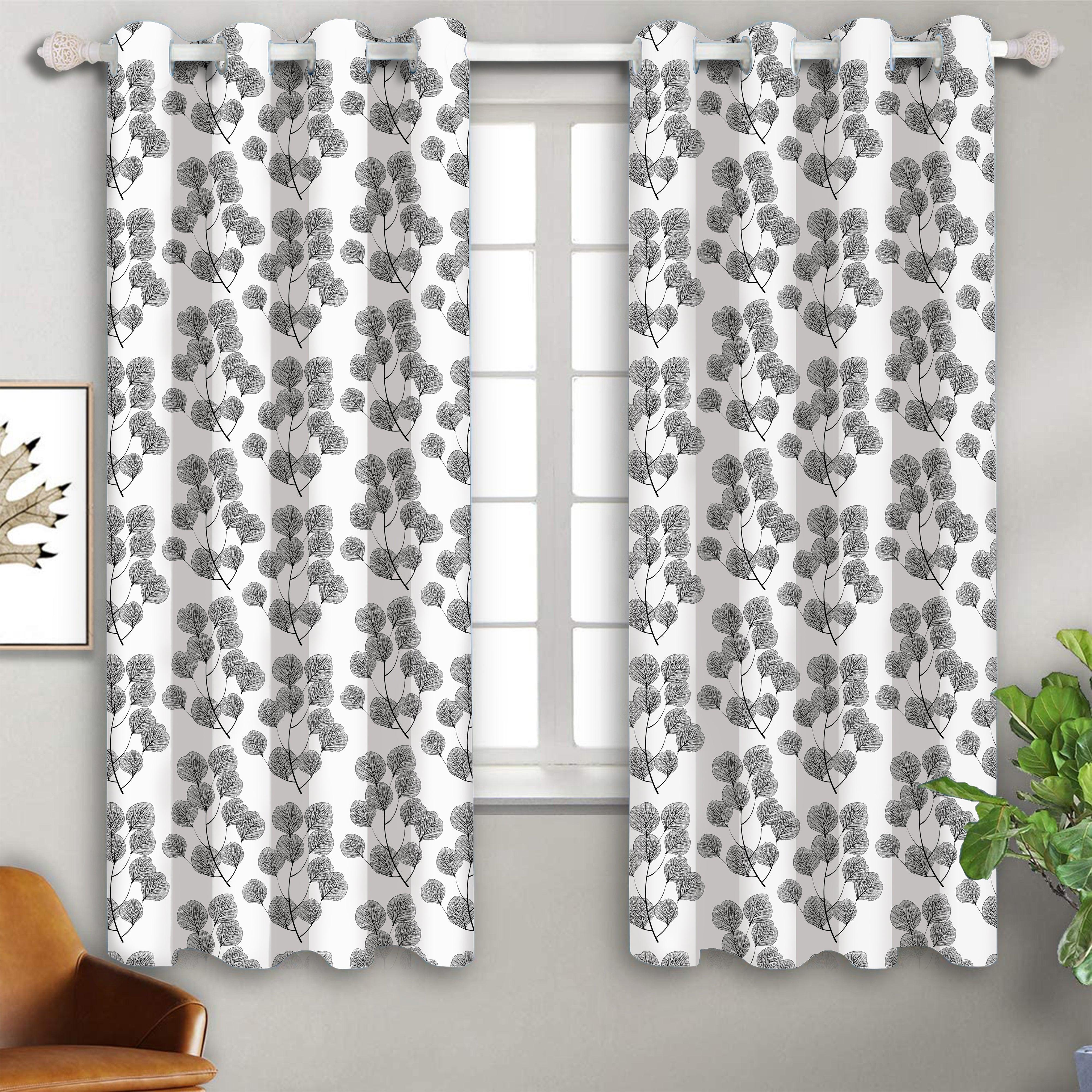 Cotton Root Leaf 5ft Window Curtains Pack Of 2