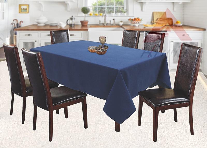 Cotton Solid Blue 6 Seater Table Cloths