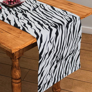 Cotton White Tiger Stripe 152cm Length Table Runner Pack Of 1 freeshipping - Airwill