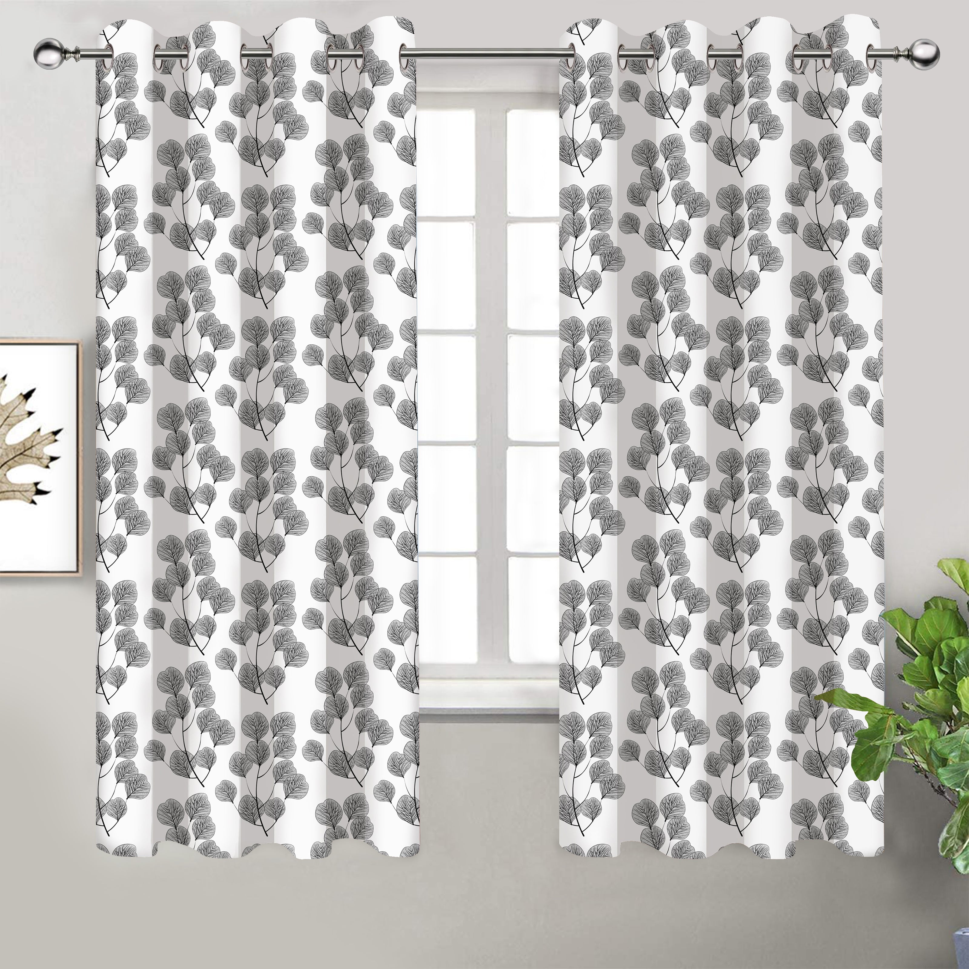 Cotton Root Leaf 7ft Door Curtains Pack Of 2