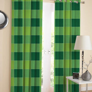 Cotton 4 Way Dobby Green 7ft Door Curtains Pack Of 2