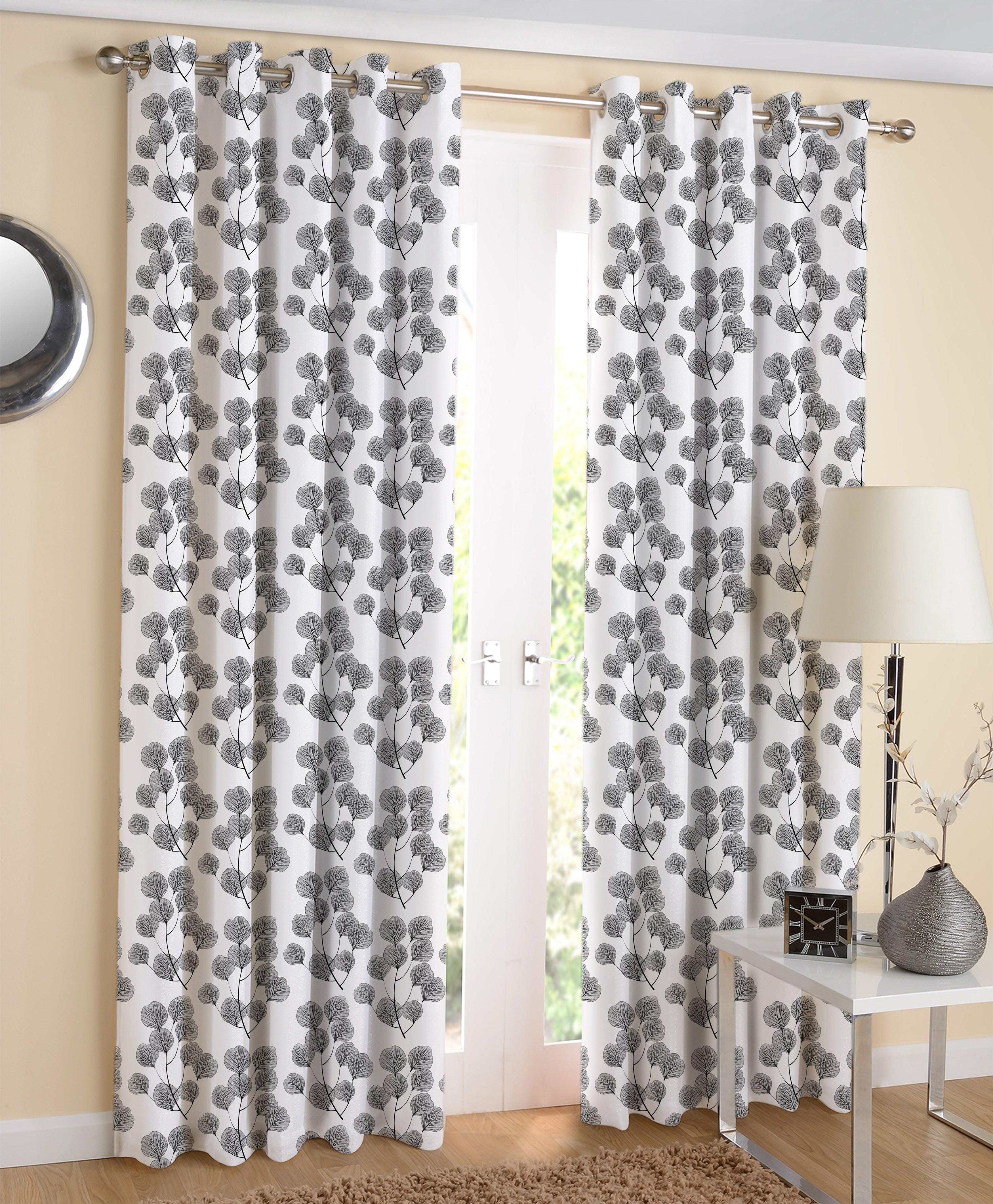 Cotton Root Leaf Long 9ft Door Curtains Pack Of 2
