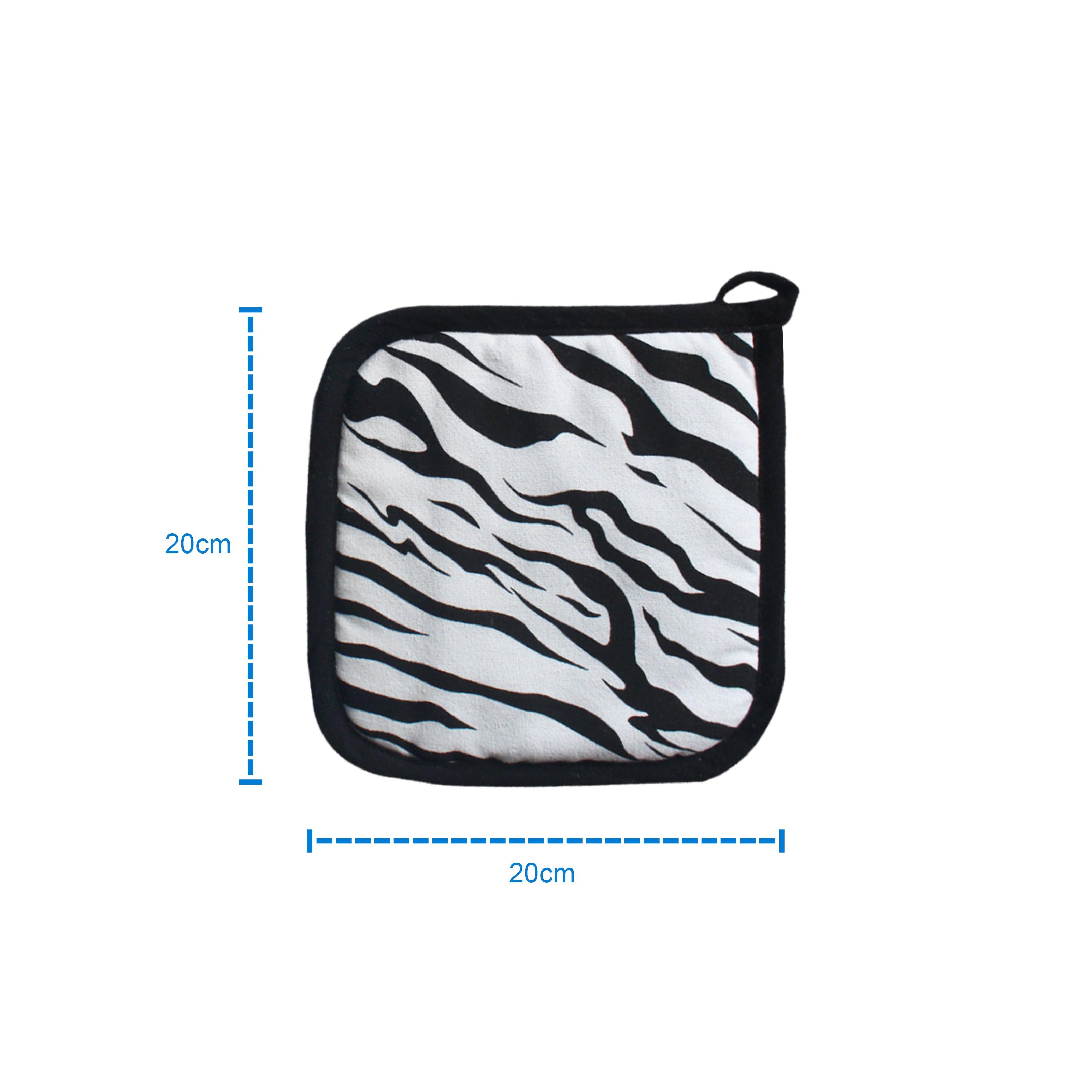 Cotton White Tiger Stripe Pot Holders Pack Of 3