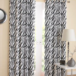 Cotton White Tiger Stripe Long 9ft Door Curtains Pack Of 2 freeshipping - Airwill
