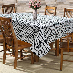 Cotton White Tiger Stripe 6 Seater Table Cloths Pack Of 1 freeshipping - Airwill