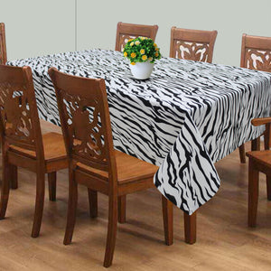 Cotton White Tiger Stripe 8 Seater Table Cloths Pack Of 1 freeshipping - Airwill