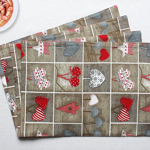 Cotton Xmas Heart Table Placemats Pack Of 4 freeshipping - Airwill