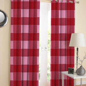 Cotton 4 Way Dobby Red 7ft Door Curtains Pack Of 2 freeshipping - Airwill