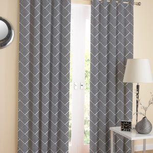 Cotton Diamond Check Long 9ft Door Curtains Pack Of 2 freeshipping - Airwill