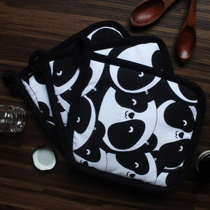 Cotton Black Panda Pot Holders Pack Of 3 freeshipping - Airwill