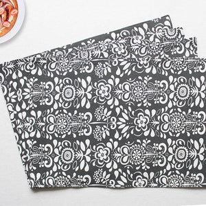 Cotton Grey Damask Table Placemats Pack Of 4 freeshipping - Airwill