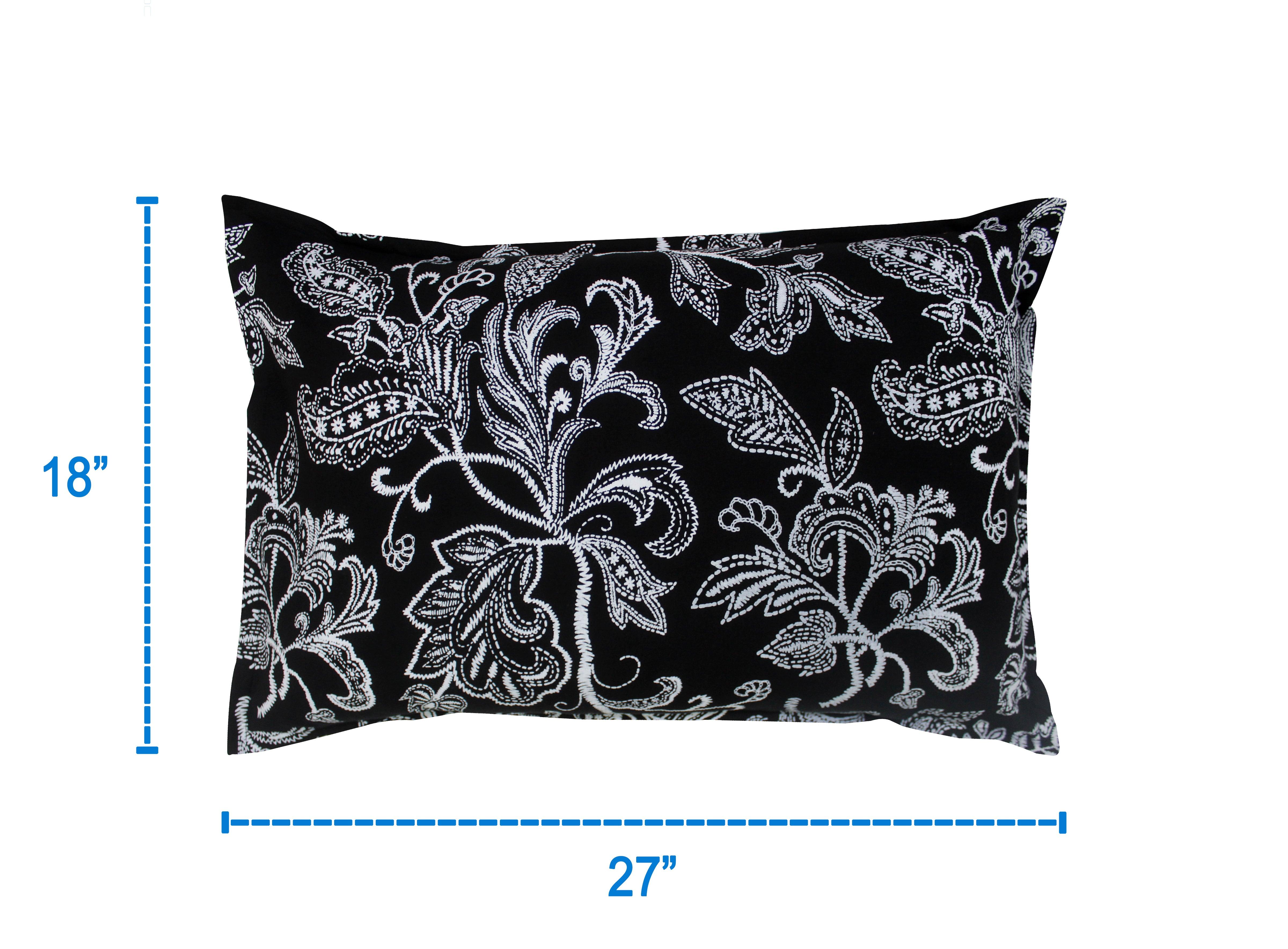 Cotton Black Flower Pillow Covers Pack Of 2