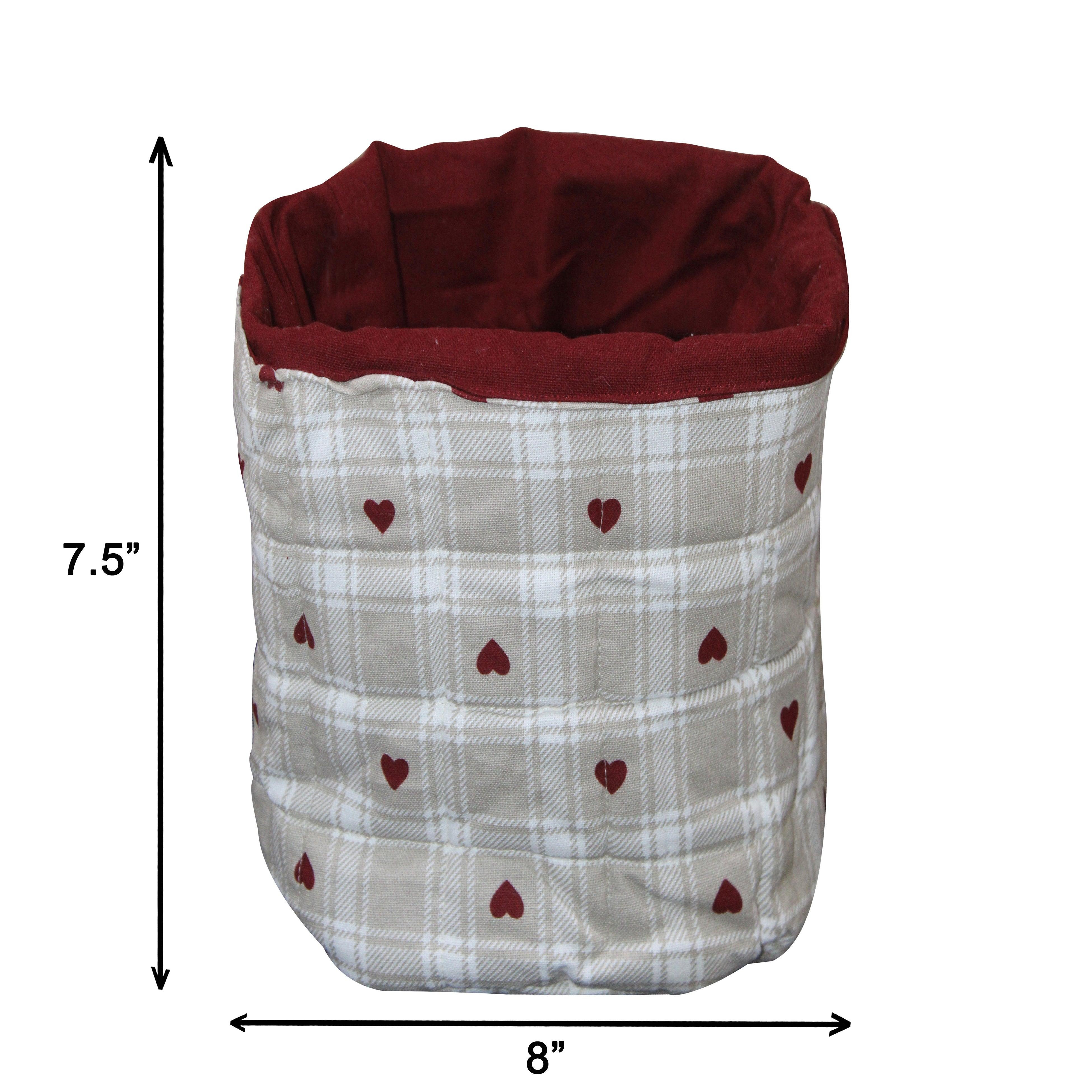 Cotton Small Maroon Heart Fruit Basket