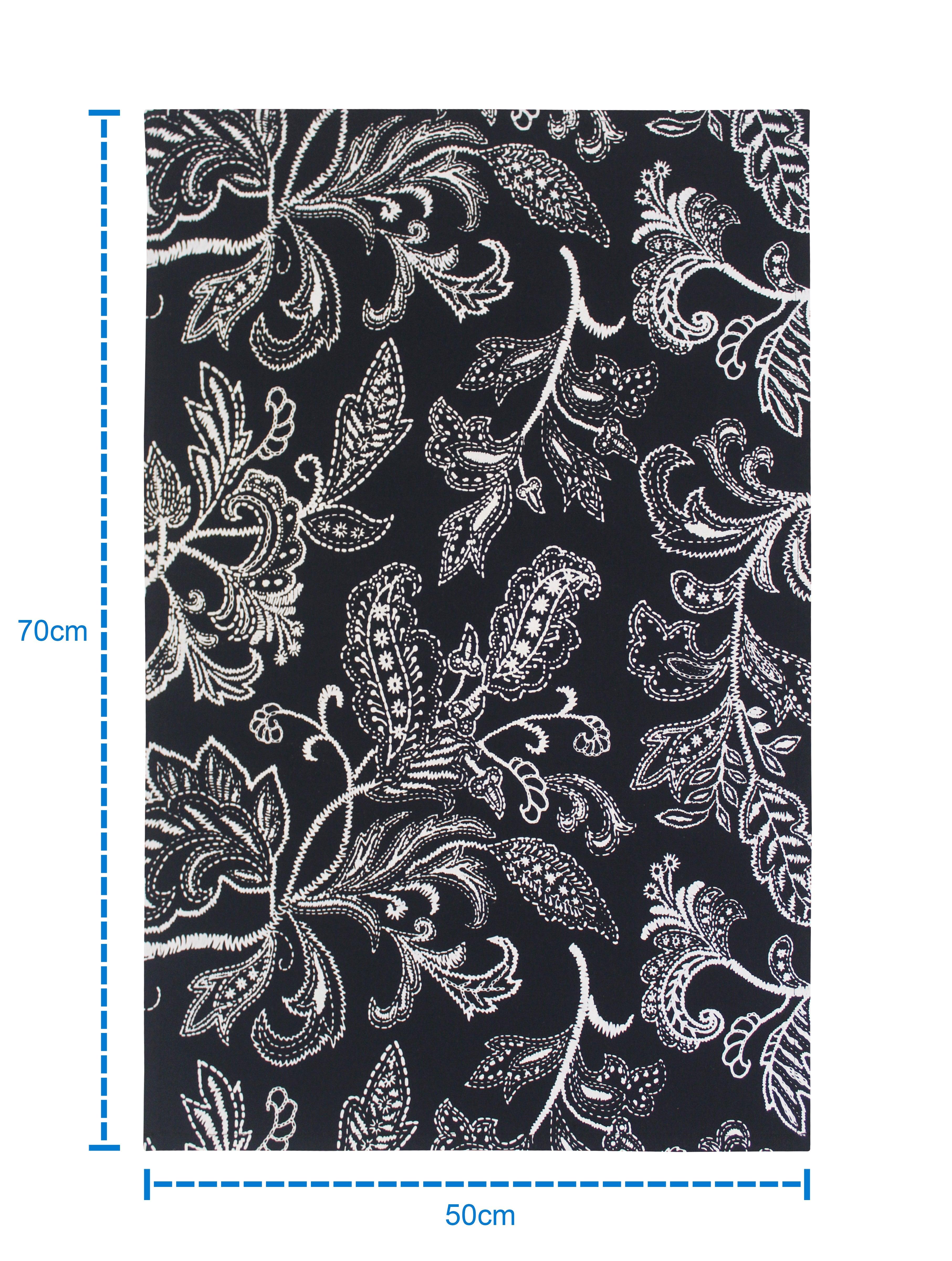 Cotton Black Flower Kitchen Towels Pack Of 4
