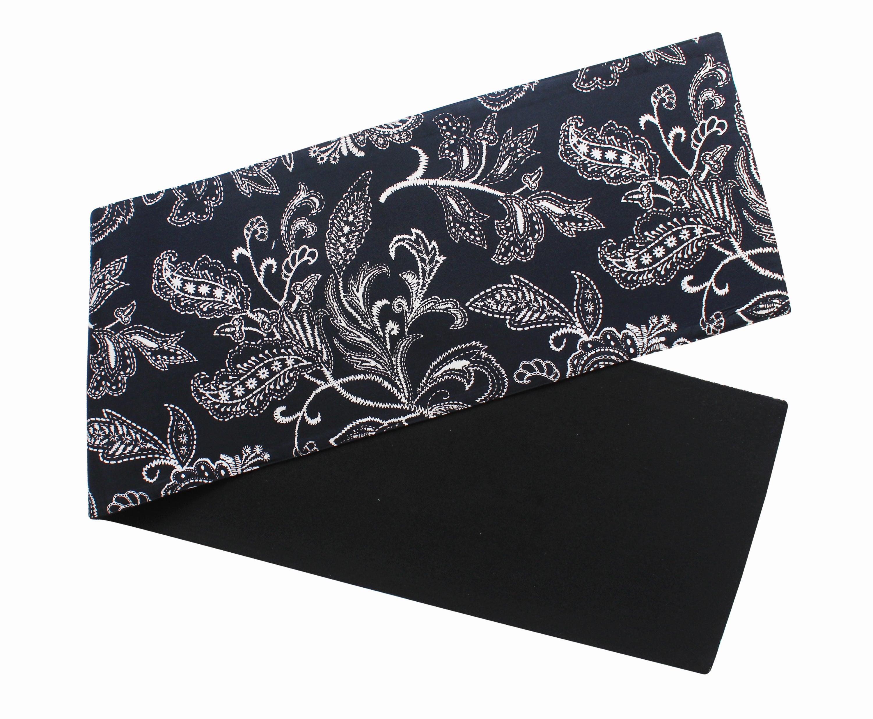 Cotton Black Flower Table Runner