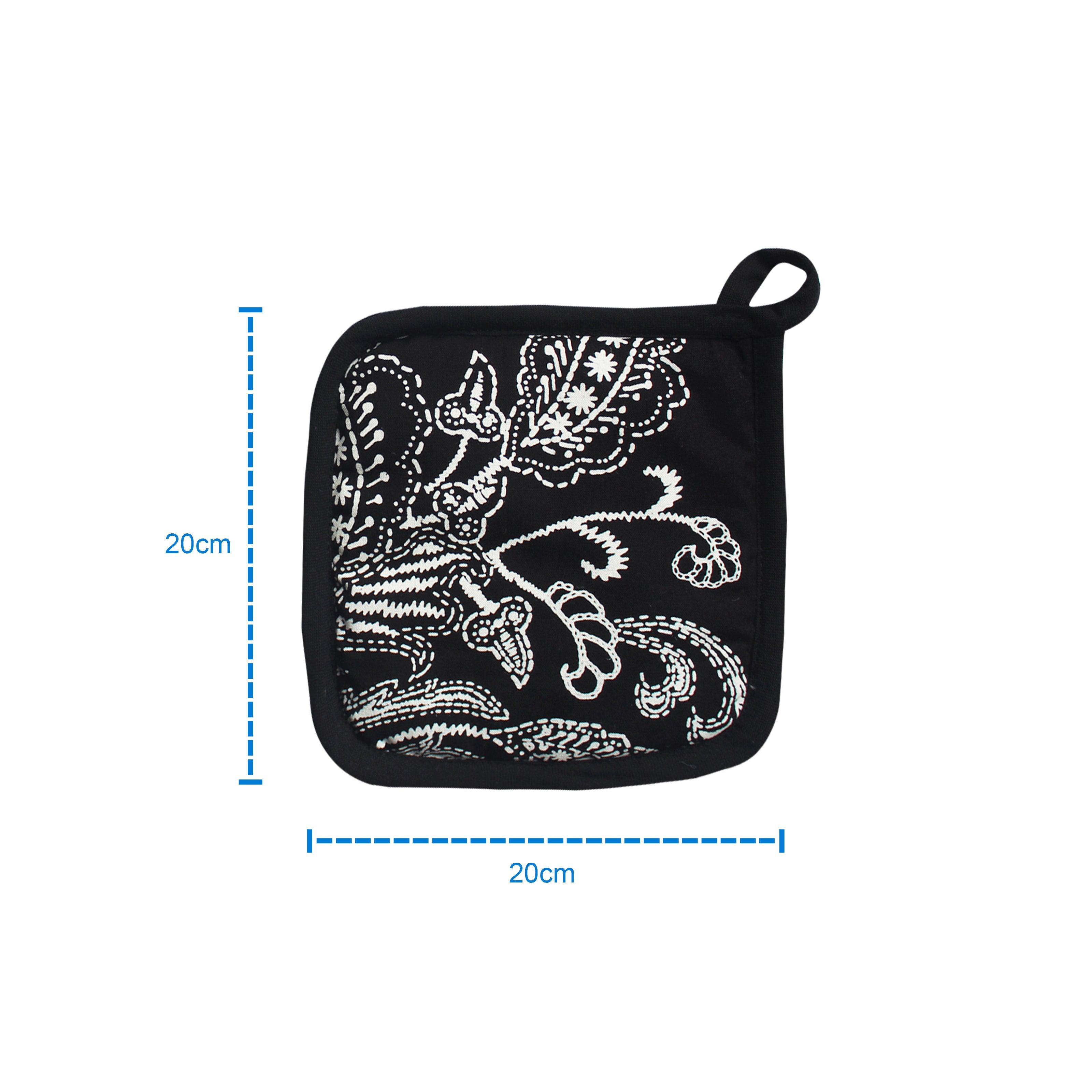 Cotton Black Flower Pot Holders Pack Of 3