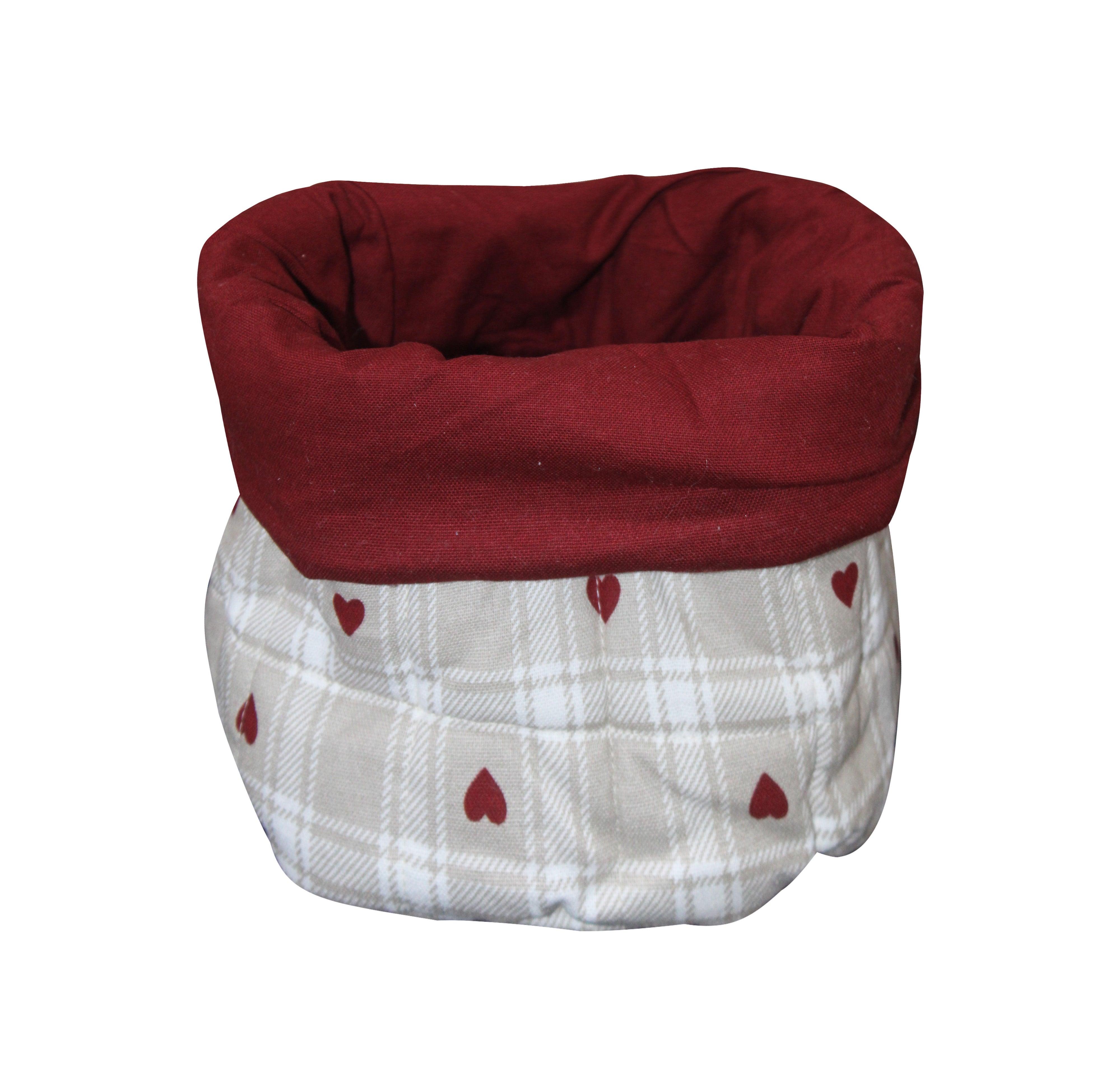 Cotton Small Maroon Heart Fruit Basket