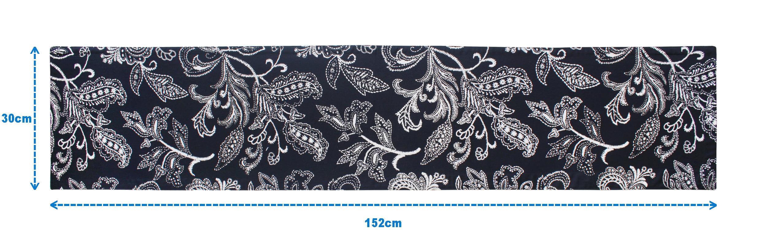 Cotton Black Flower Table Runner