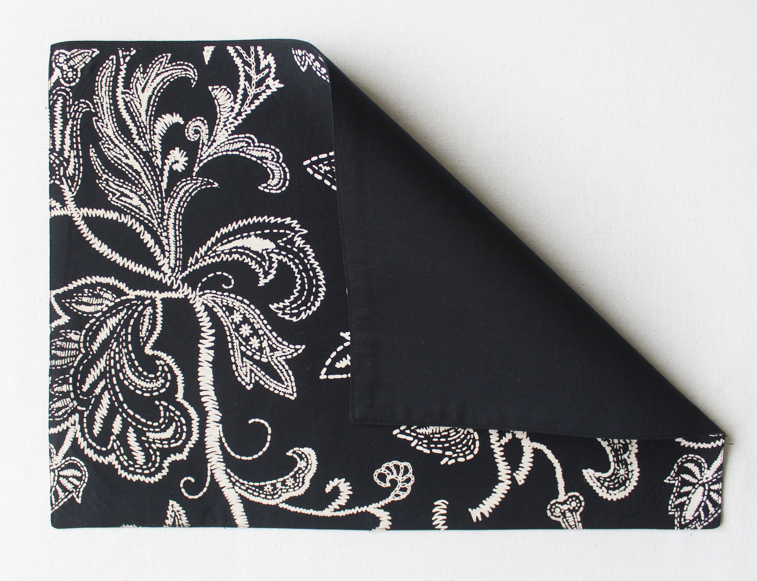 Cotton Black Flower Table Placemats Pack Of 4