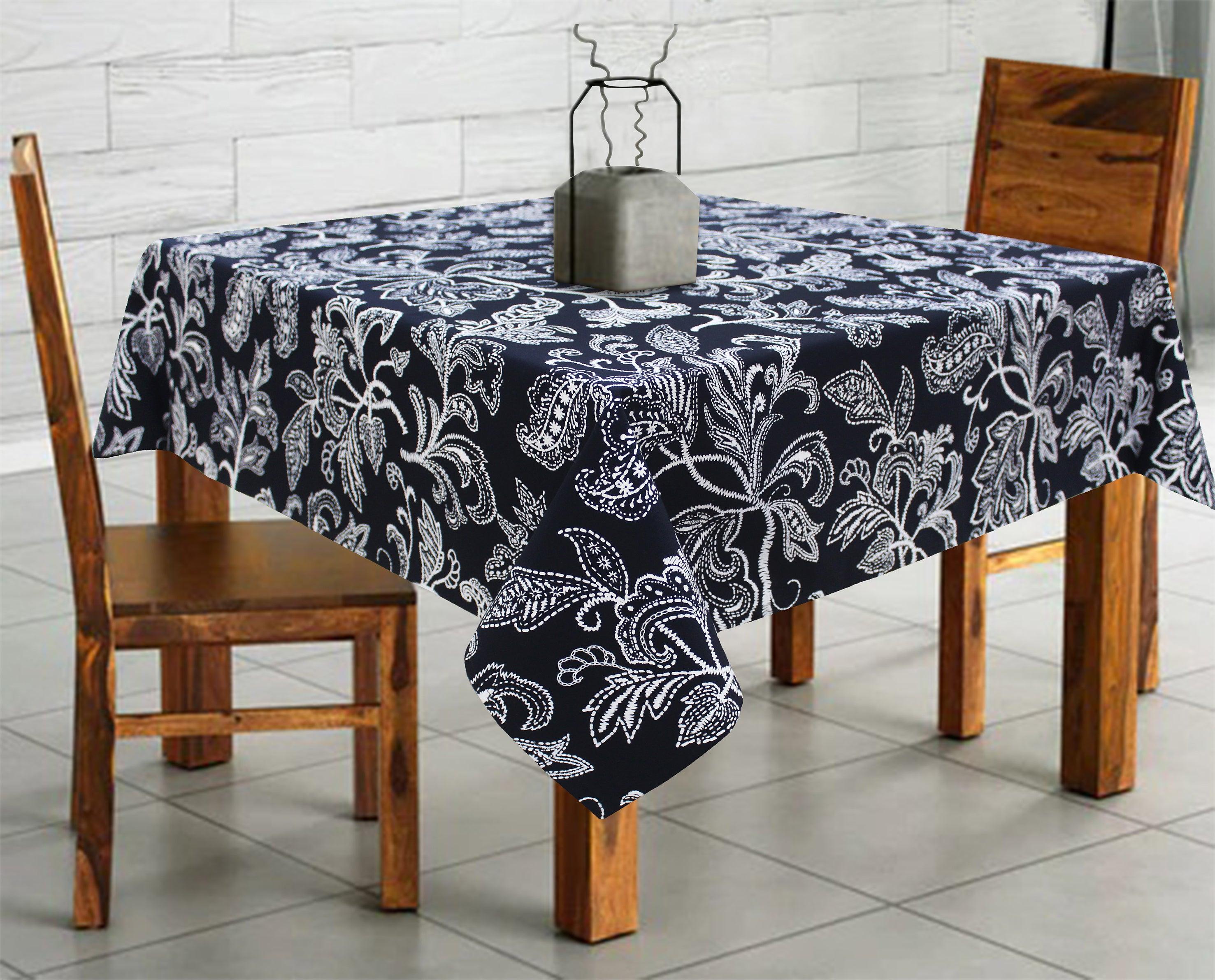 Cotton Black Flower 2 Seaters Table Cloths