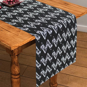 Cotton Zig-Zag Black 152cm Length Table Runner Pack Of 1 freeshipping - Airwill