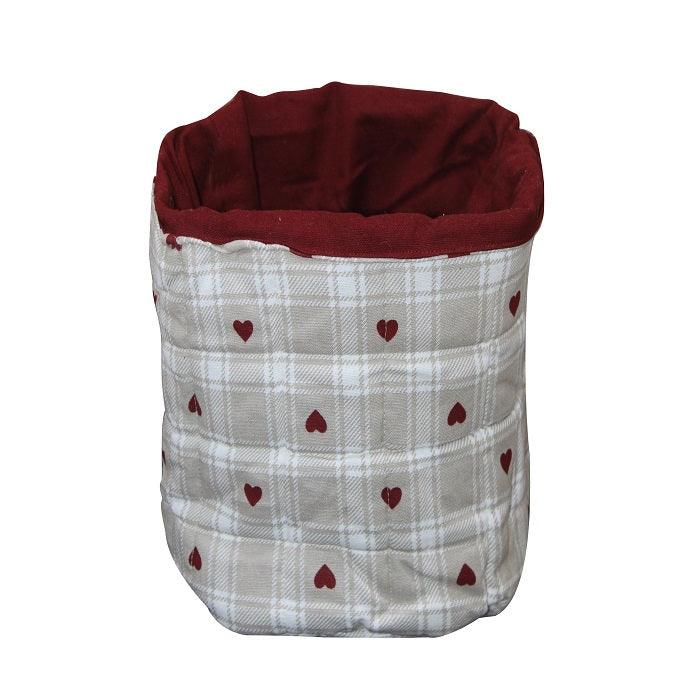 Cotton Small Maroon Heart Fruit Basket