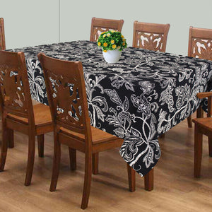 Cotton Black Flower 8 Seater Table Cloths Pack Of 1 freeshipping - Airwill