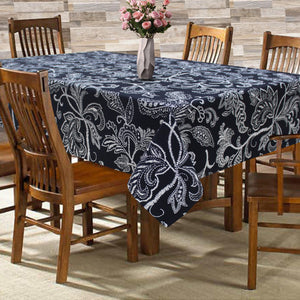 Cotton Black Flower 6 Seater Table Cloths Pack Of 1 freeshipping - Airwill