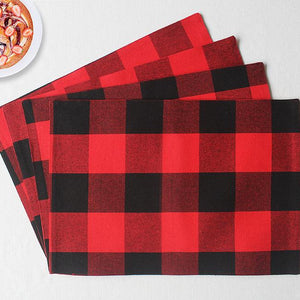 Cotton Big Check Table Placemats Pack Of 4 freeshipping - Airwill