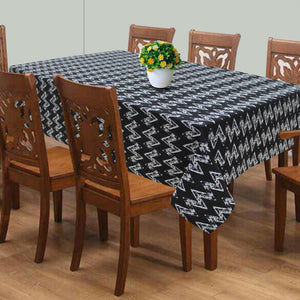 Cotton Zig-Zag Black 8 Seater Table Cloths Pack Of 1 freeshipping - Airwill