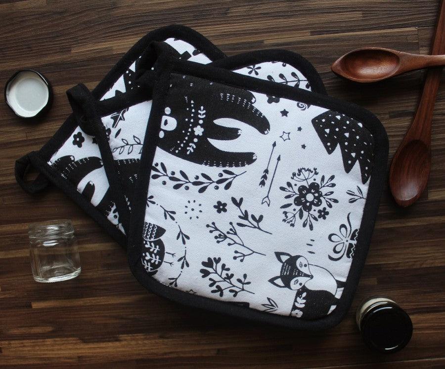 Cotton Wild Animals Pot Holders Pack Of 3