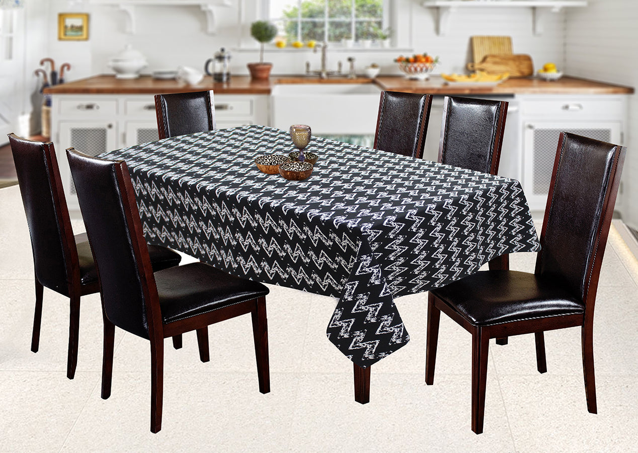 Cotton Black Zig-Zag 4 Seater Table Cloths