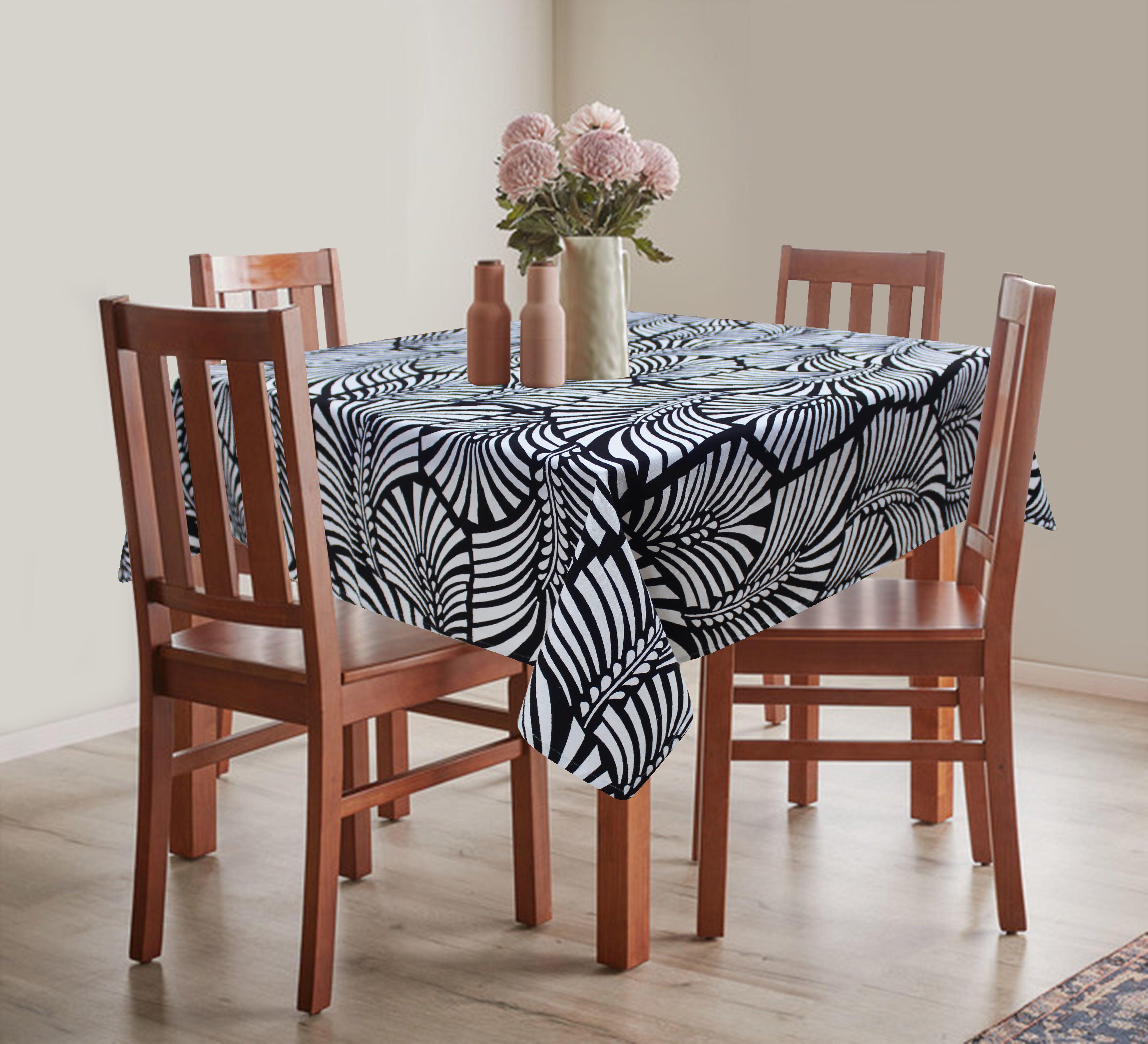 Cotton Black Zebra 4 Seater Table Cloths