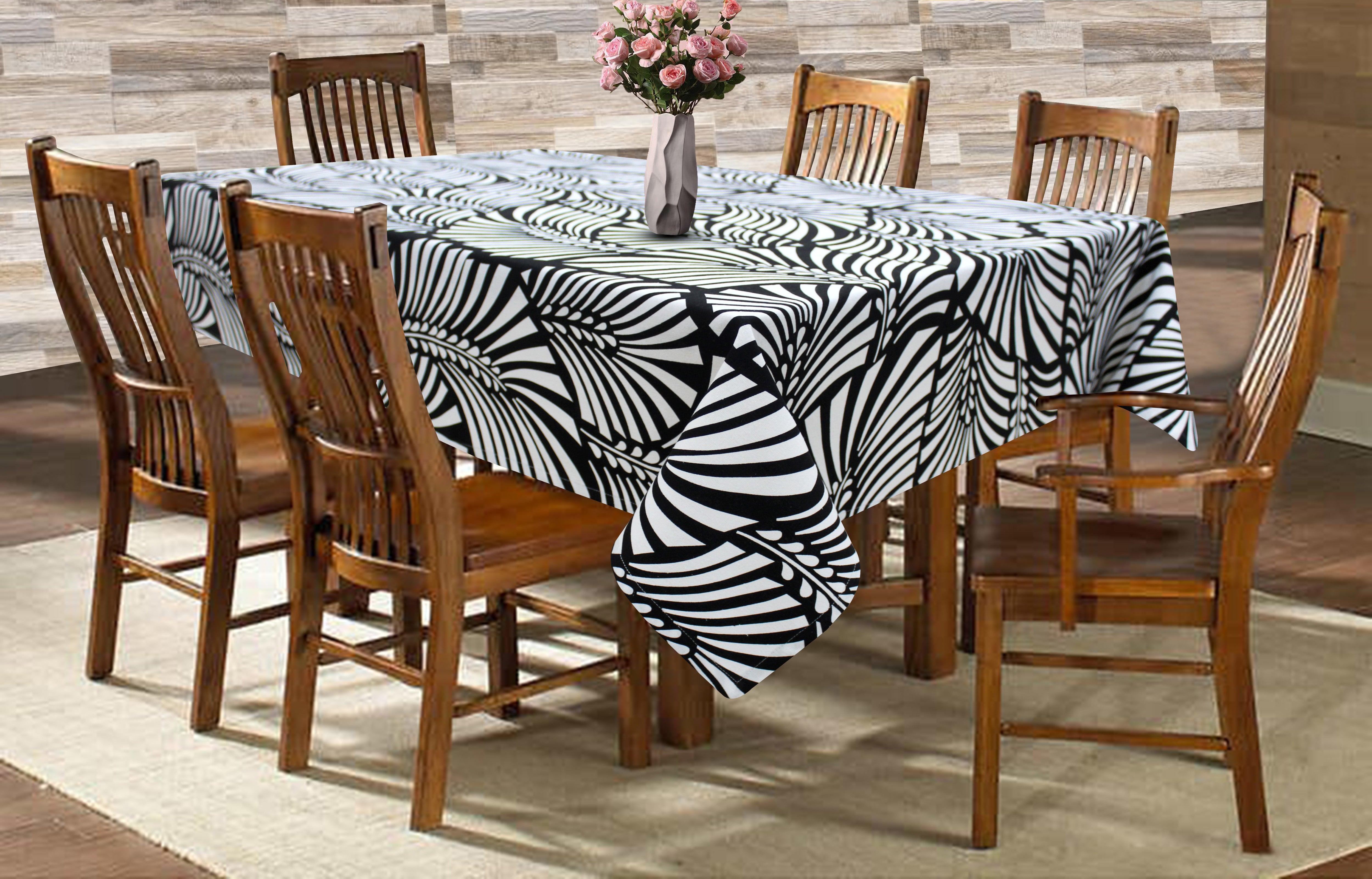 Cotton Black Zebra 6 Seater Table Cloths