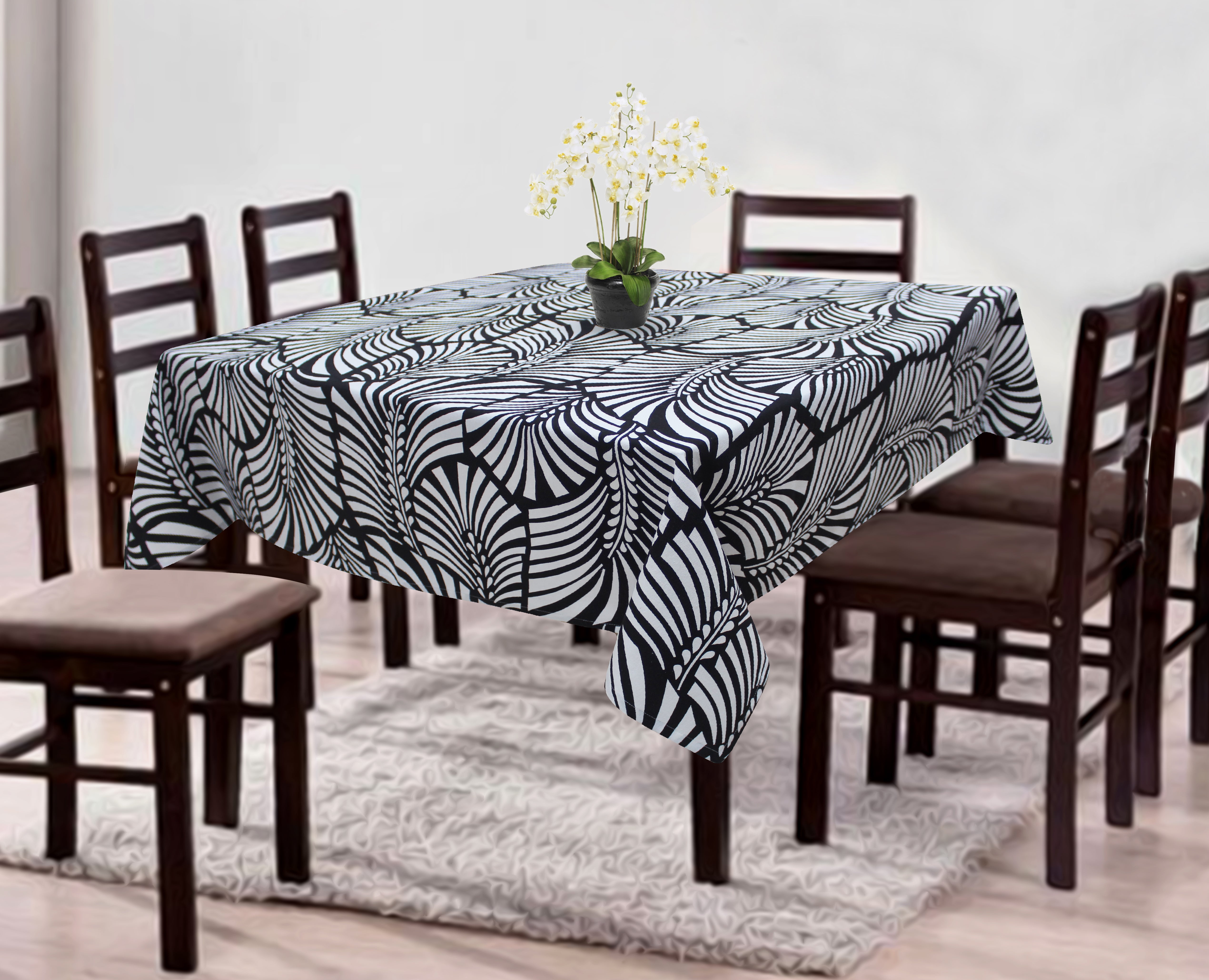 Cotton Black Zebra 4 Seater Table Cloths