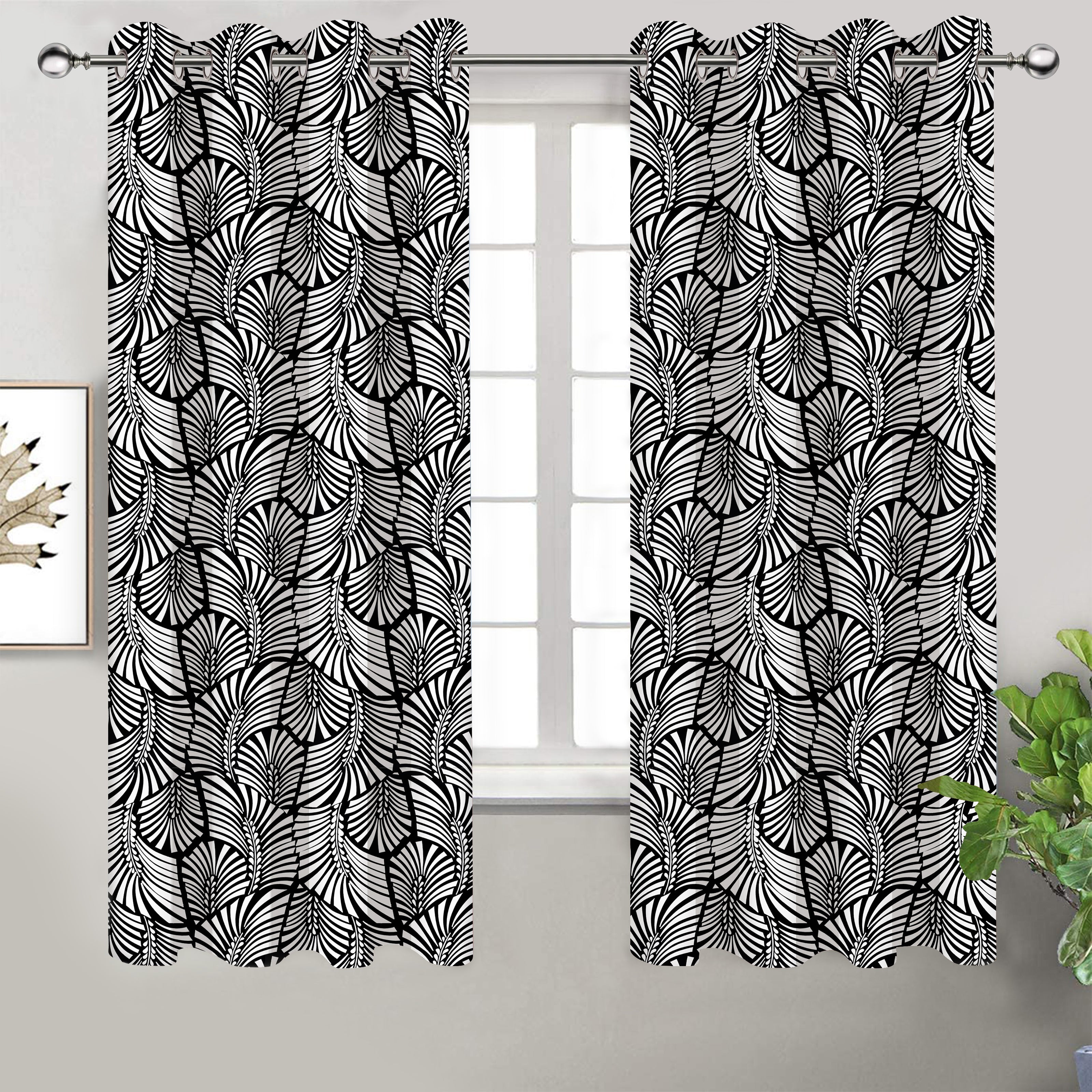 Cotton Black Zebra 7ft Door Curtains Pack Of 2