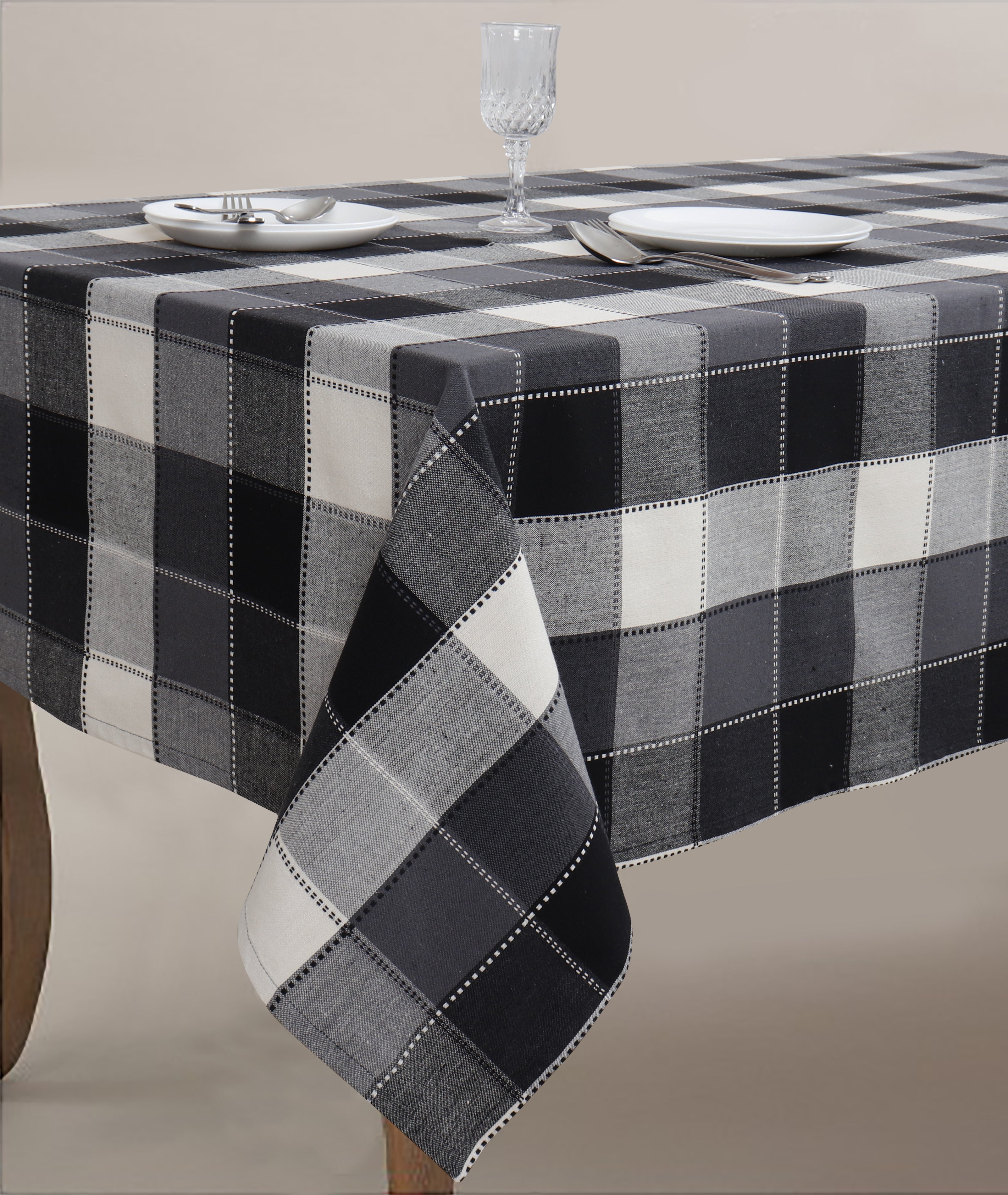 Cotton Dobby Black 4 Seater Table Cloths