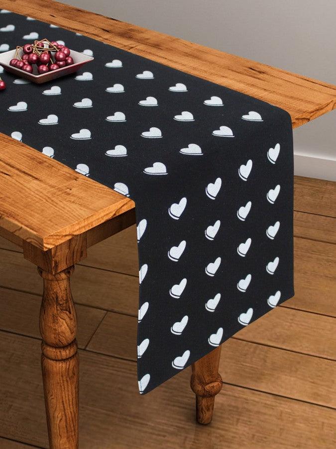 Cotton Black Heart Table Runner