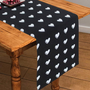 Cotton Black Heart 152cm Length Table Runner Pack Of 1 freeshipping - Airwill