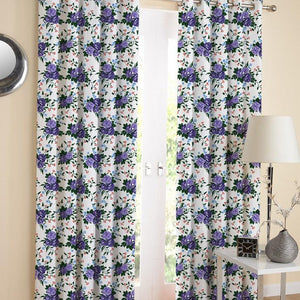 Cotton Violet Rose 7ft Door Curtains Pack Of 2 freeshipping - Airwill