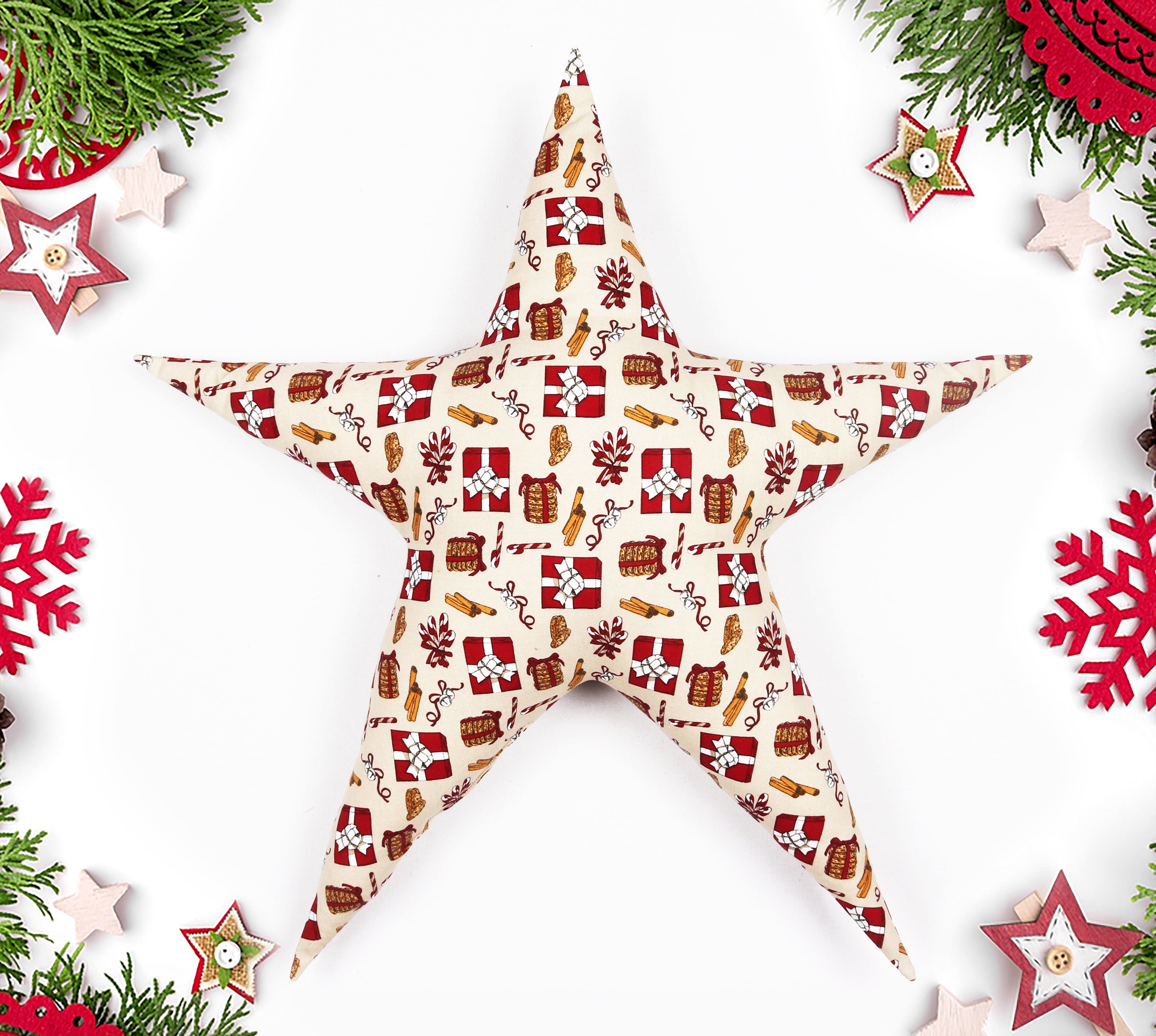 Cotton Christmas Small Gift Designed, Bell / Candy / Star / Tree Shaped Cushion with Recron Filled