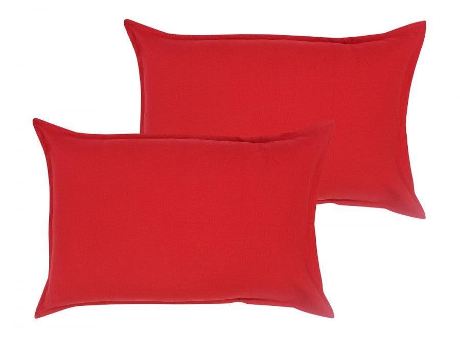 Cotton Solid Red Pillow Covers Pack Of 2