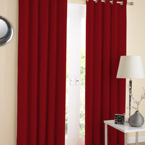 Cotton Solid Cherry Red Long 9ft Door Curtains Pack Of 2 freeshipping - Airwill