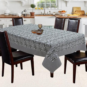 Cotton Grey Damask With Plain Border 6 Seater Table Cloths Pack Of 1 freeshipping - Airwill