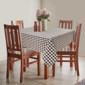 Cotton Gingham Check Brown 4 Seater Table Cloths Pack Of 1 freeshipping - Airwill