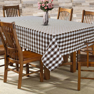 Cotton Gingham Check Brown 6 Seater Table Cloths Pack Of 1 freeshipping - Airwill