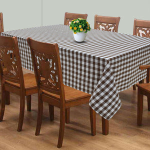 Cotton Gingham Check Brown 8 Seater Table Cloths Pack Of 1 freeshipping - Airwill