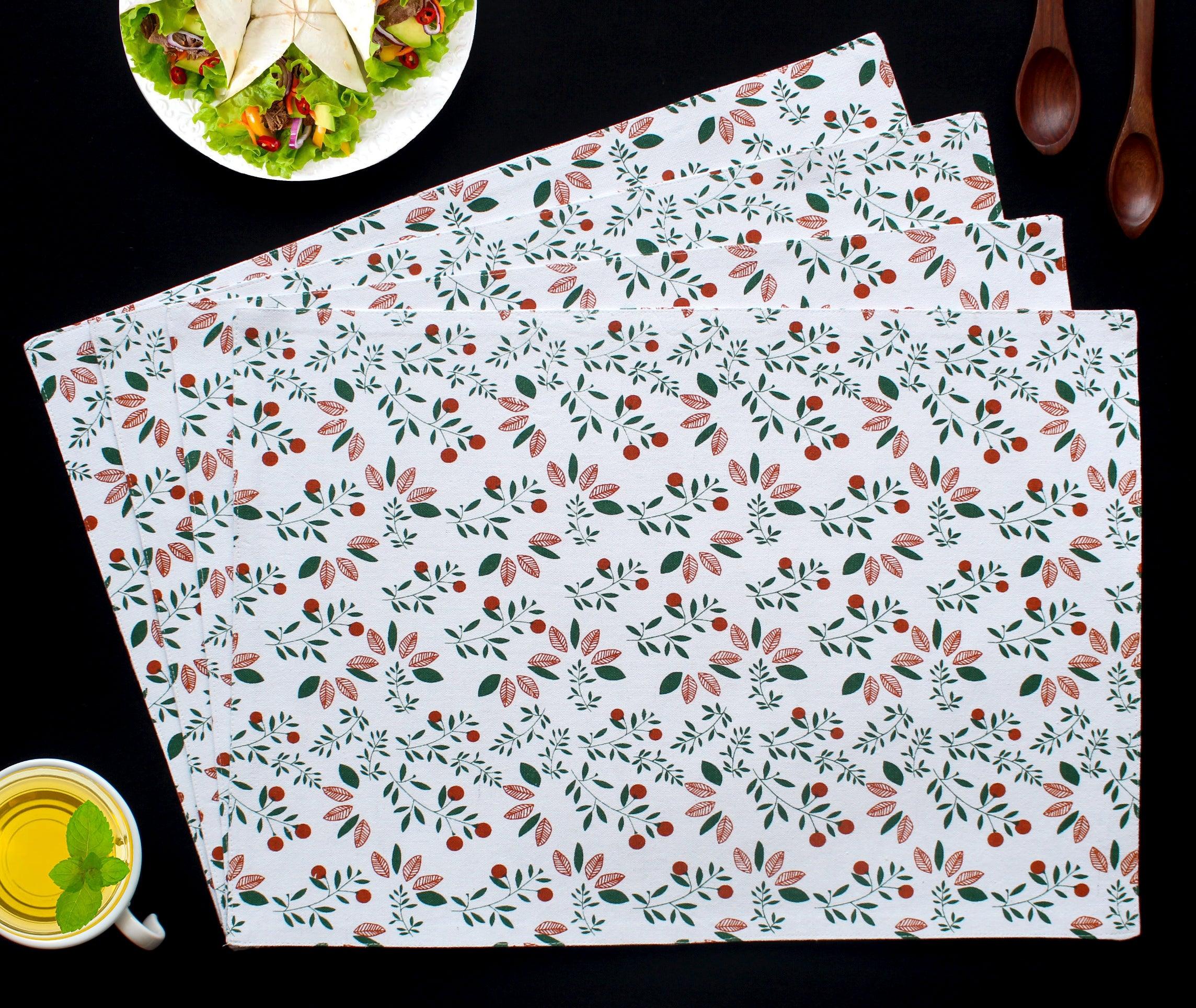 Cotton Kathambari Leaf Placemats Pack of 4