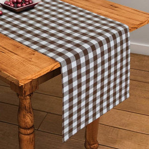 Cotton Gingham Check Brown 152cm Length Table Runner Pack Of 1 freeshipping - Airwill